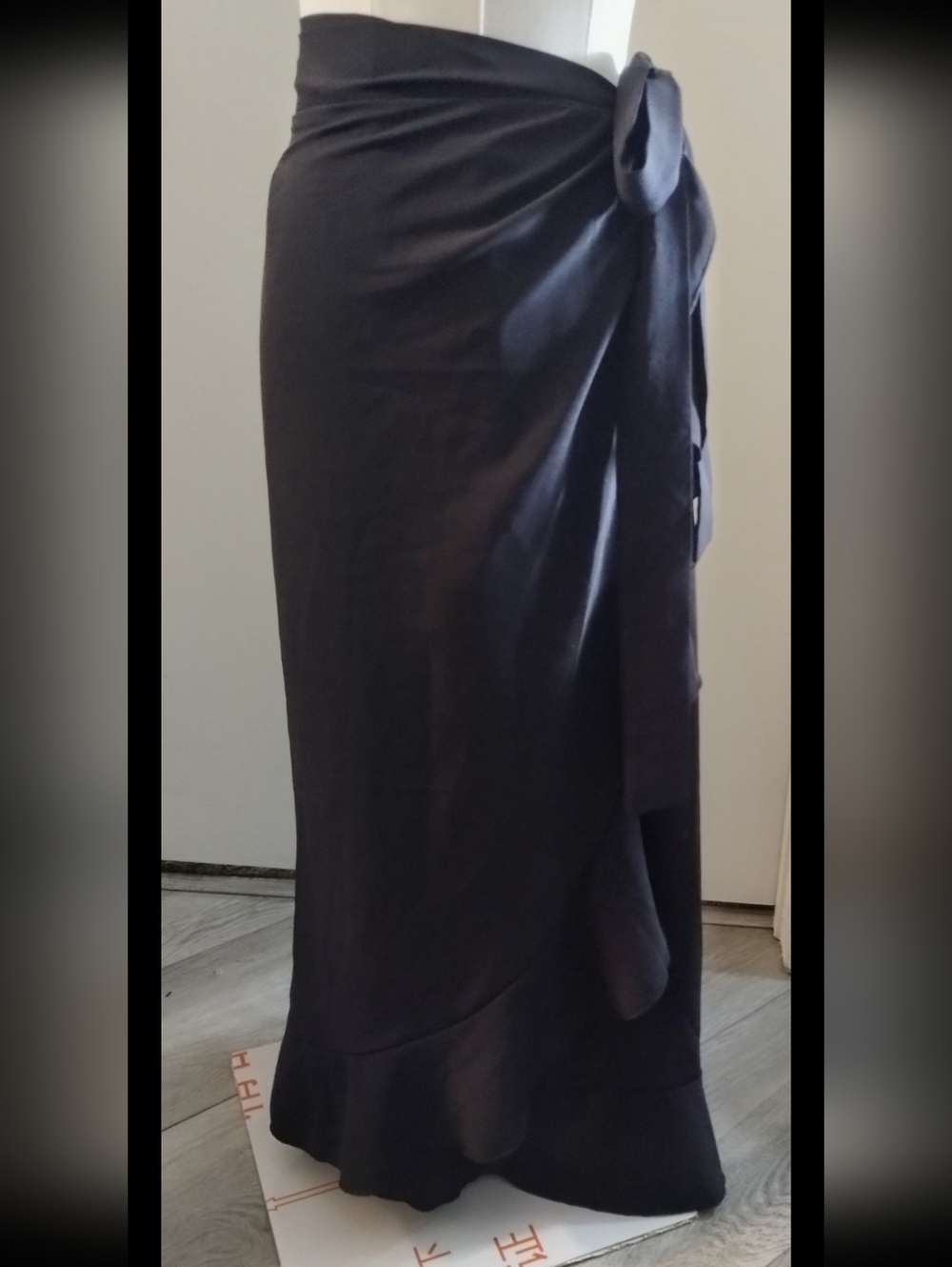 Elegant Black Wrap Maxi Skirt - Sleek Women's Skirt